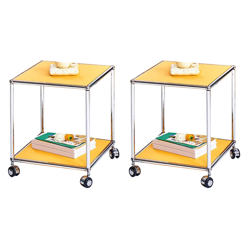 16.5" W Square End Table Modern 1-Shelf Side Table with Casters