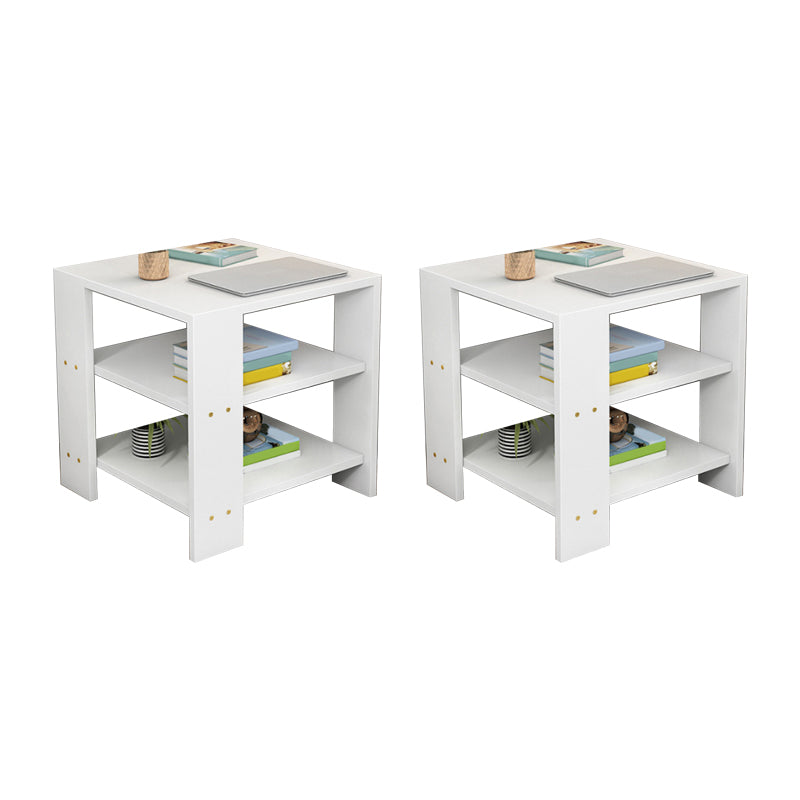Square Wood 4 Legs End Table Shelf Included Sofa Accent Side Table 19.7"L x 19.7"W x 19.7"H White 2 Clearhalo 'Coffee & Accent Tables' 'End & Side Tables' 'end_side_tables' 'furn' 'furn_end_side_tables' 'Furniture' 'Living Room Furniture' 6159978