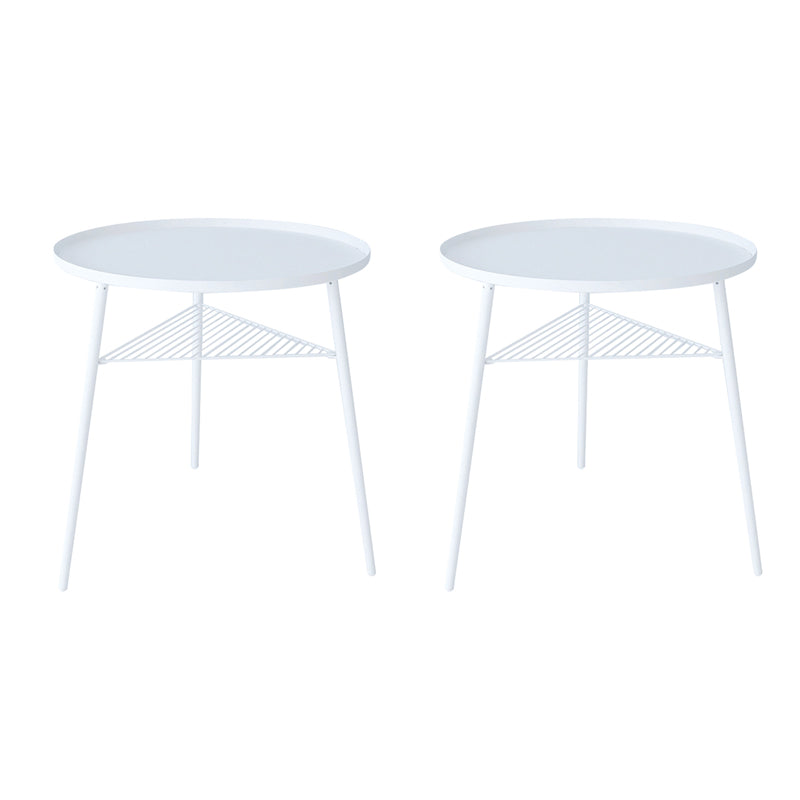 Metal Round 3 Legs End Table Minimalist Tray Top Accent Side Table