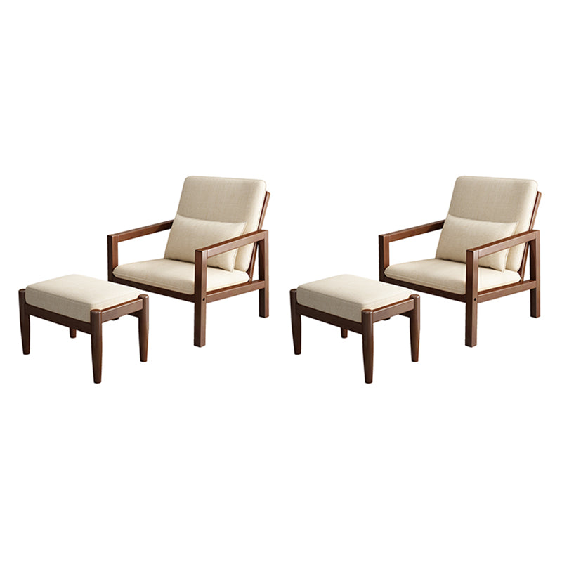 Linen Arm Chair 28.34" Wide Solid Wood Frame Chair for Bedroom Beige 2 Piece Set Walnut Clearhalo 'Accent Chairs' 'accent_chairs' 'Chairs & Seating' 'furn' 'furn_accent_chairs' 'Furniture' 'Living Room Furniture' 6160182