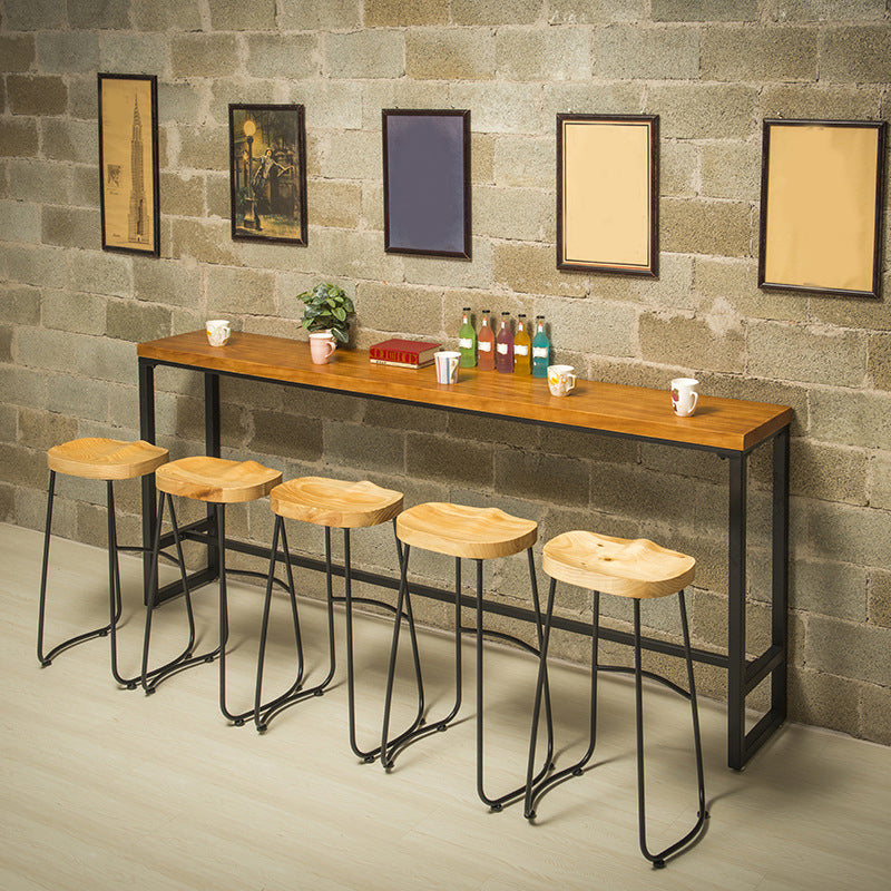 Contemporary Bar Table Rectangle Solid Wood Pub Table for Breakroom
