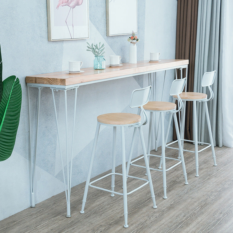 Natural Solid Wood Bar Table Modern Dining Table for Kitchen Living Room 78.7"L x 15.7"W x 41.3"H Without Footrest Without Chairs Clearhalo 'Bar Furniture' 'Bar Tables' 'bar_tables' 'furn' 'furn_bar_tables' 'Furniture' 'Kitchen & Dining Furniture' 6163117