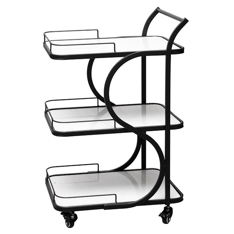 33.46" High Contemporary Prep Table Rolling Metal Prep Table for Home