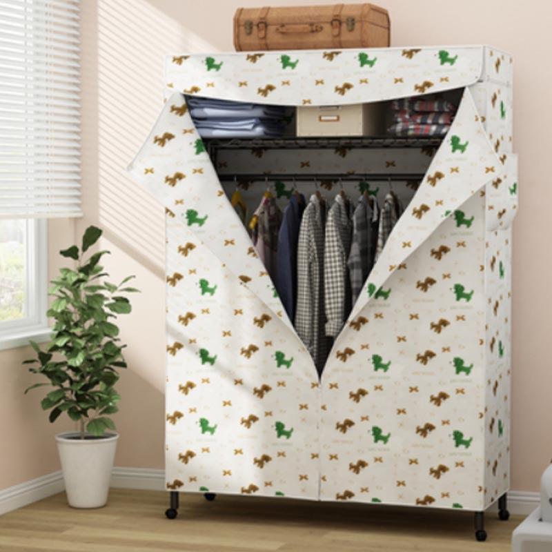 Contemporary Style Steel Wardrobe Adjustable Shelves Wardrobe Closet with Legs