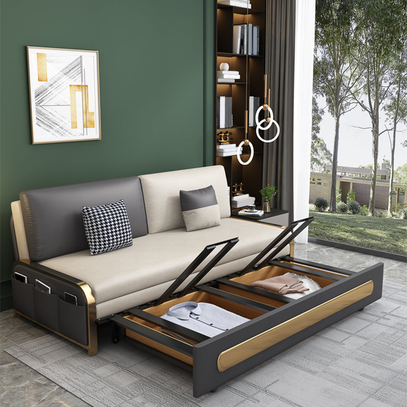 Moderne stijl 33.46 "brede bank bed faux lederen slaper bank met opslag