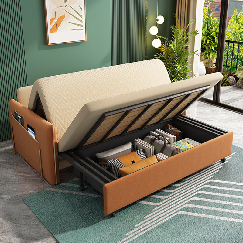 Geel faux lederen bank bed 36.22 "brede eigentijdse opvouwbare slaperbank