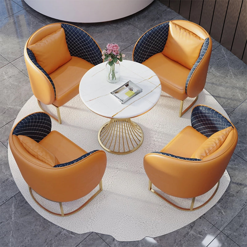 Glam Style Fintered Stone Dining Set Round 1/2/3/4/5 Pièces Table à manger Pièces pour usage domestique