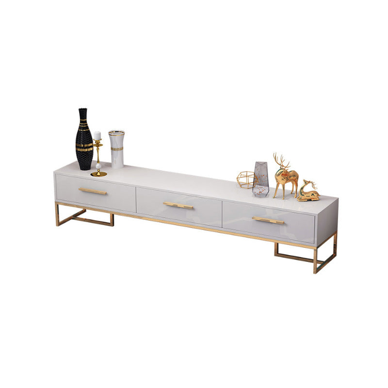 Glam TV Media Stand Glass Enclosed Storage TV Stand Console with Drawers White Clearhalo 'furn' 'furn_tv_stands_entertainment_centers' 'Furniture' 'Living Room Furniture' 'TV Stands & Entertainment Centers' 'TV Stands & Media Storage Furniture' 'tv_stands_entertainment_centers' 6167487