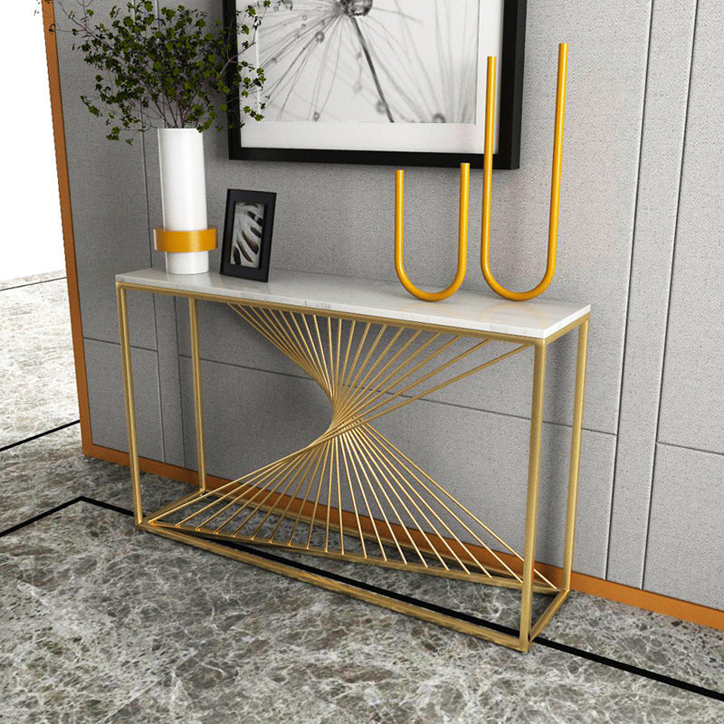 Mesa de acento glamoroso mesa de sofá de acabado antiguo con estante