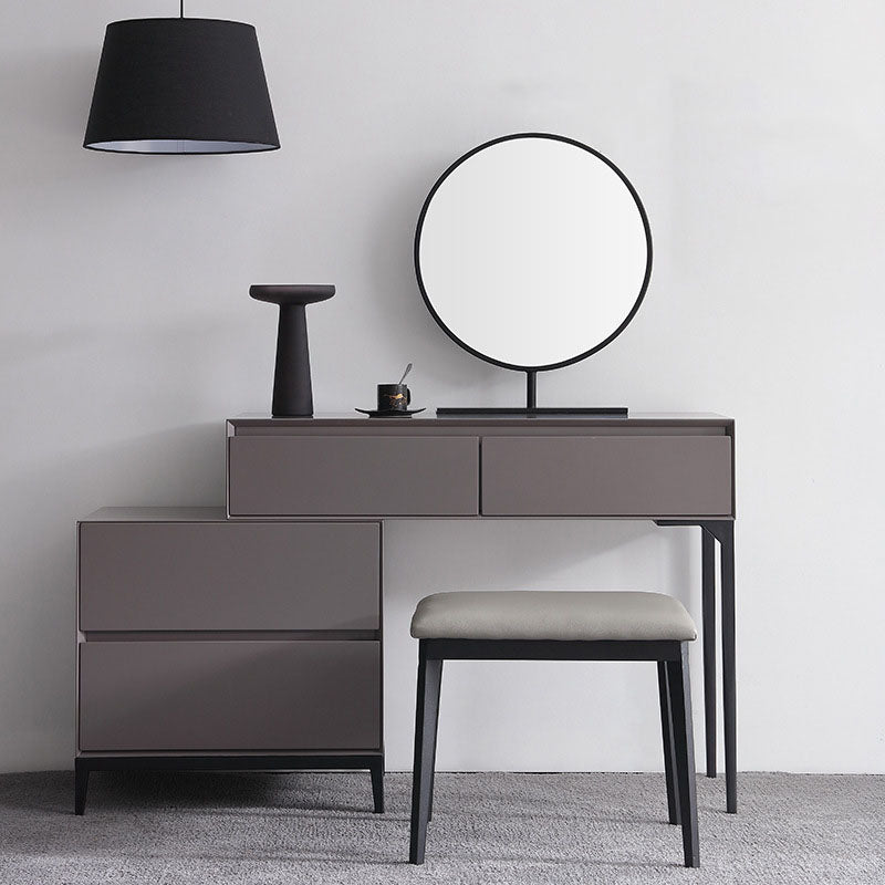 Grey Wooden Vanity Set with Mirror and Drawers Make-up Vanity