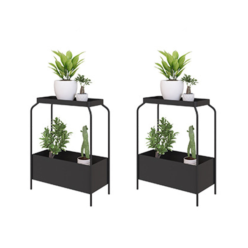 Mid-Century Corner Table Metal 4 Legs Side End Table with Storage