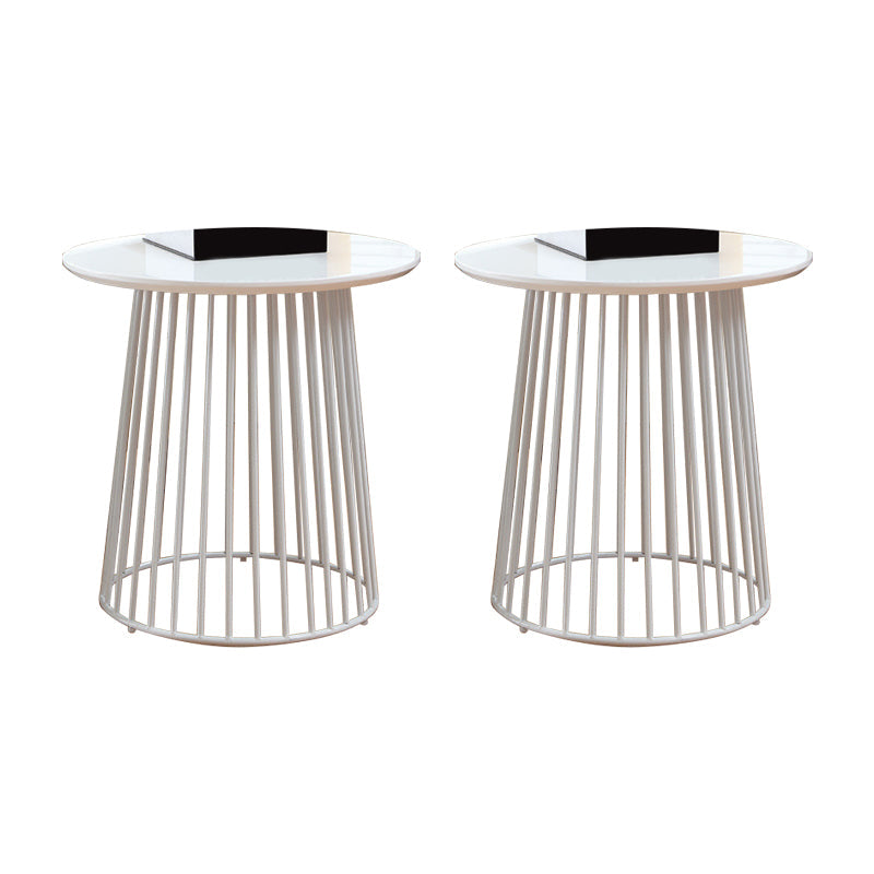 Metal Round Frame Side Table Contemporary Simple Dia 19.7" End Table White 2 Clearhalo 'Coffee & Accent Tables' 'End & Side Tables' 'end_side_tables' 'furn' 'furn_end_side_tables' 'Furniture' 'Living Room Furniture' 6175207
