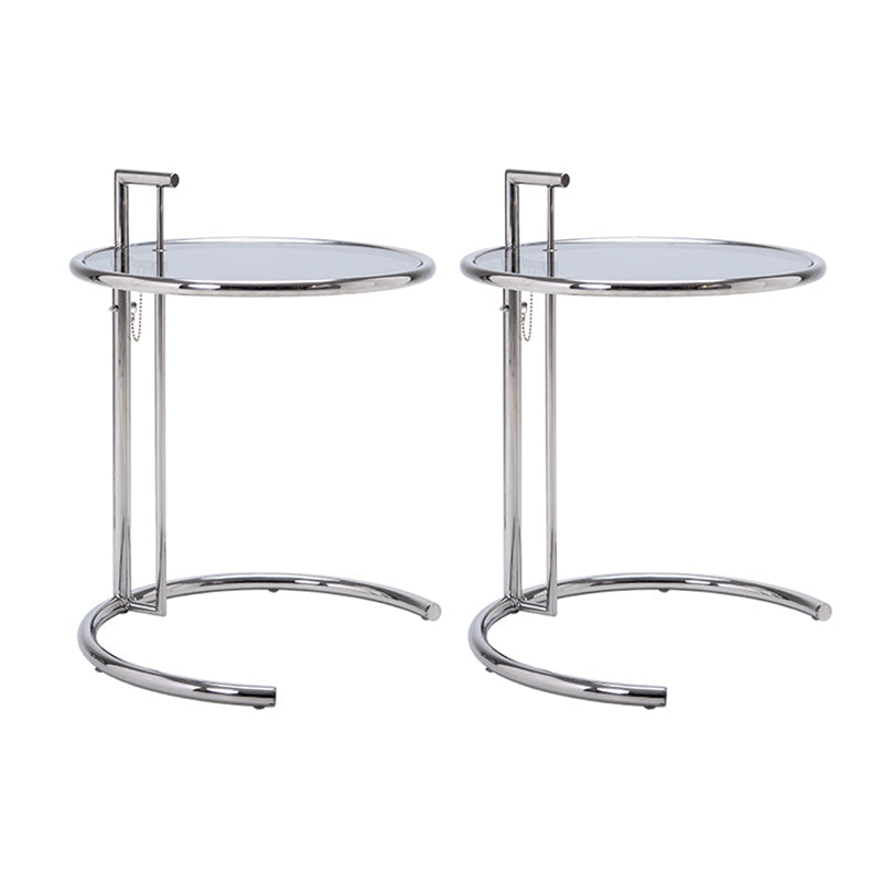 Adjustable Height Glass Side Table Modern Dia 20.1" C End Table Gray 2 Clearhalo 'Coffee & Accent Tables' 'End & Side Tables' 'end_side_tables' 'furn' 'furn_end_side_tables' 'Furniture' 'Living Room Furniture' 6175346