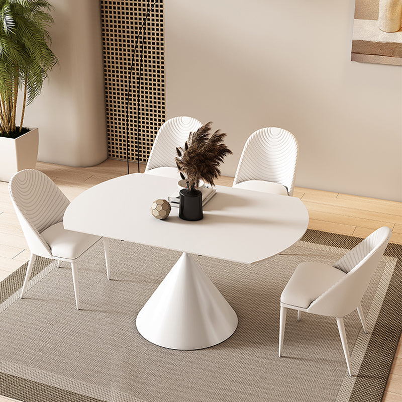 Metal and Slate Table Contemporary Style Home White Round Dining Table