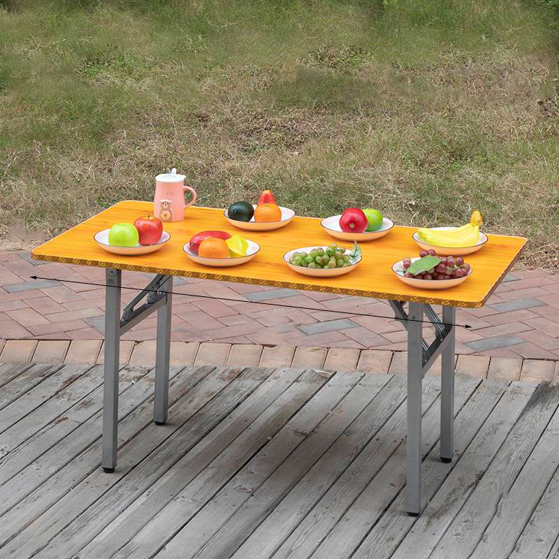 Metal and Wood Table Mid-Century Modern Style Foldable Rectangular Dining Table