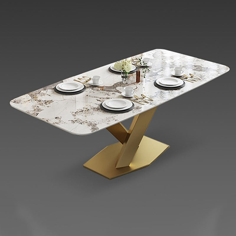 Rectangle Sintered Stone Kitchen Table Luxury Home Dining Table