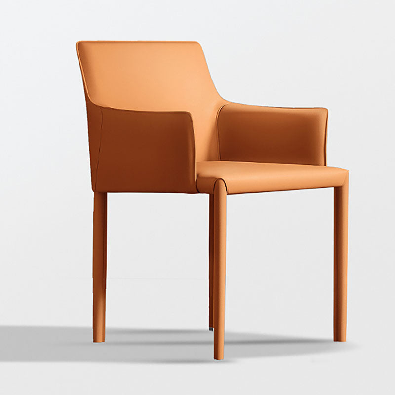 Minimalistische massieve achterstoel voor thuisgebruik Lederen eetkamerstoel