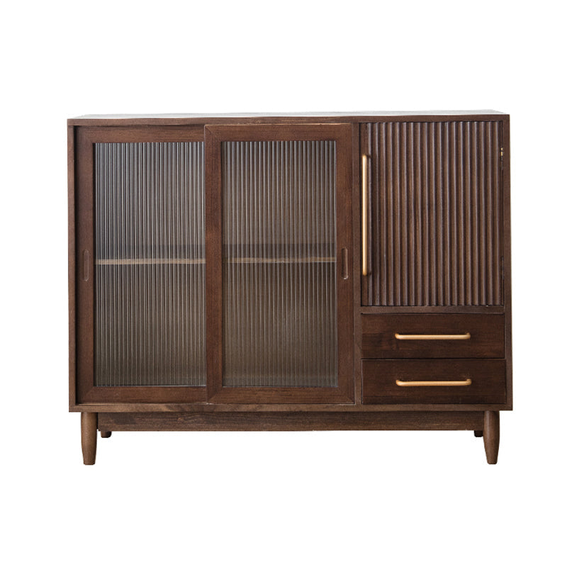 Wooden Side Board Modern Minimalist Home Rectangular Sideboard with Sliding Door 47"L x 16"W x 37"H Walnut Clearhalo 'buffet_sideboard' 'Buffets & Sideboards' 'furn' 'furn_buffet_sideboard' 'Furniture' 'Kitchen & Dining Furniture' 6176406