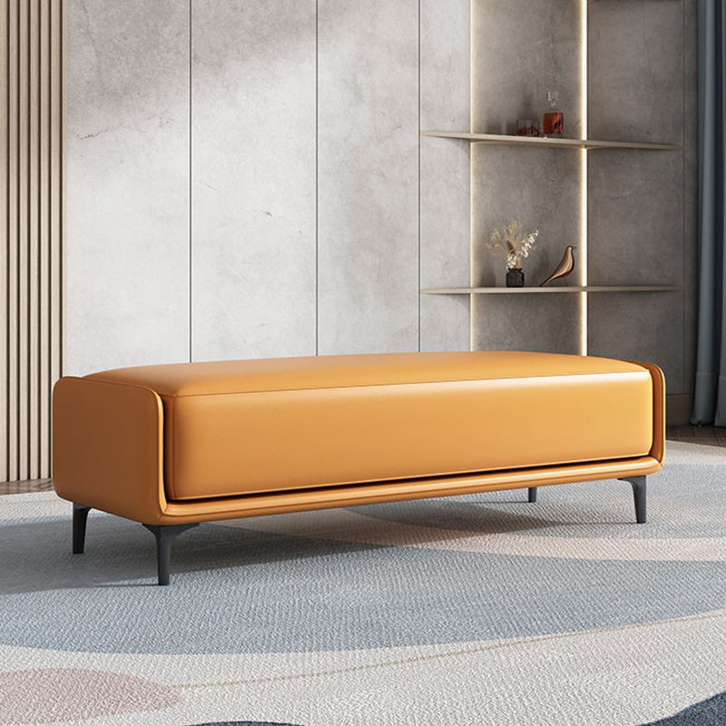 Contemporary Upholstered Bench Rectangle Bedroom Bench with Metal Legs Orange Clearhalo 'Benches' 'Chairs & Seating' 'furn' 'furn_benches' 'Furniture' 'Living Room Furniture' 6176974