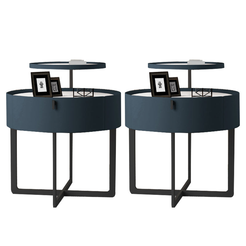 22.83 "Mesa nocturna de piedra de gabinete de cabecera de 1 estante de altura con 1 cajón