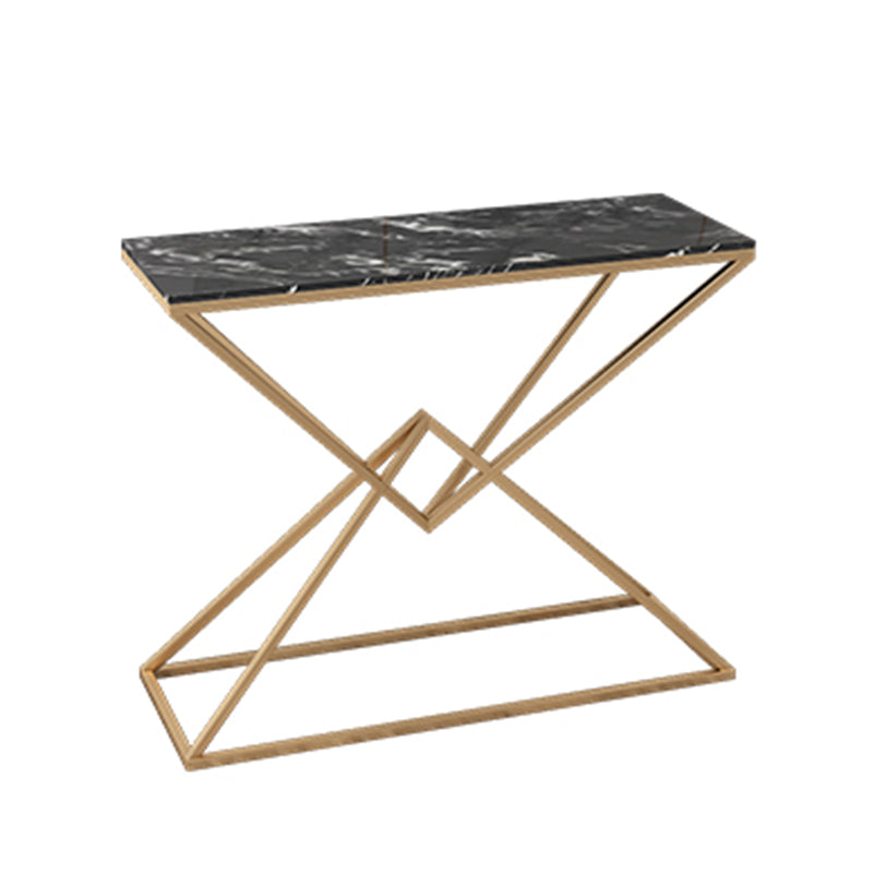 11.8" W Modern Console Accent Table Antique Finish Sofa Console Table in Marble Black White Clearhalo 'Console Tables' 'console_tables' 'Entry & Mudroom Furniture' 'furn' 'furn_console_tables' 'Furniture' 6183174