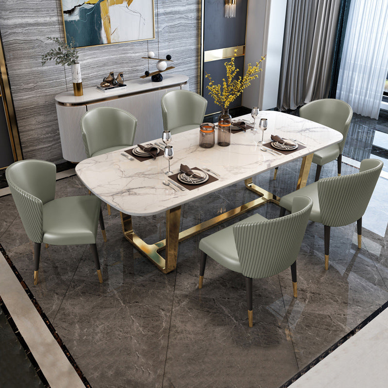 Contemporary Style Rectangle Table Set 1/4/5/7 Pieces Dining Set for Home Use 7 Pieces: Table, 6 Chairs Clearhalo 'Dining Room Sets' 'Dining Tables & Seating' 'dining_room_set' 'furn' 'furn_dining_room_set' 'Furniture' 'Kitchen & Dining Furniture' 6183610
