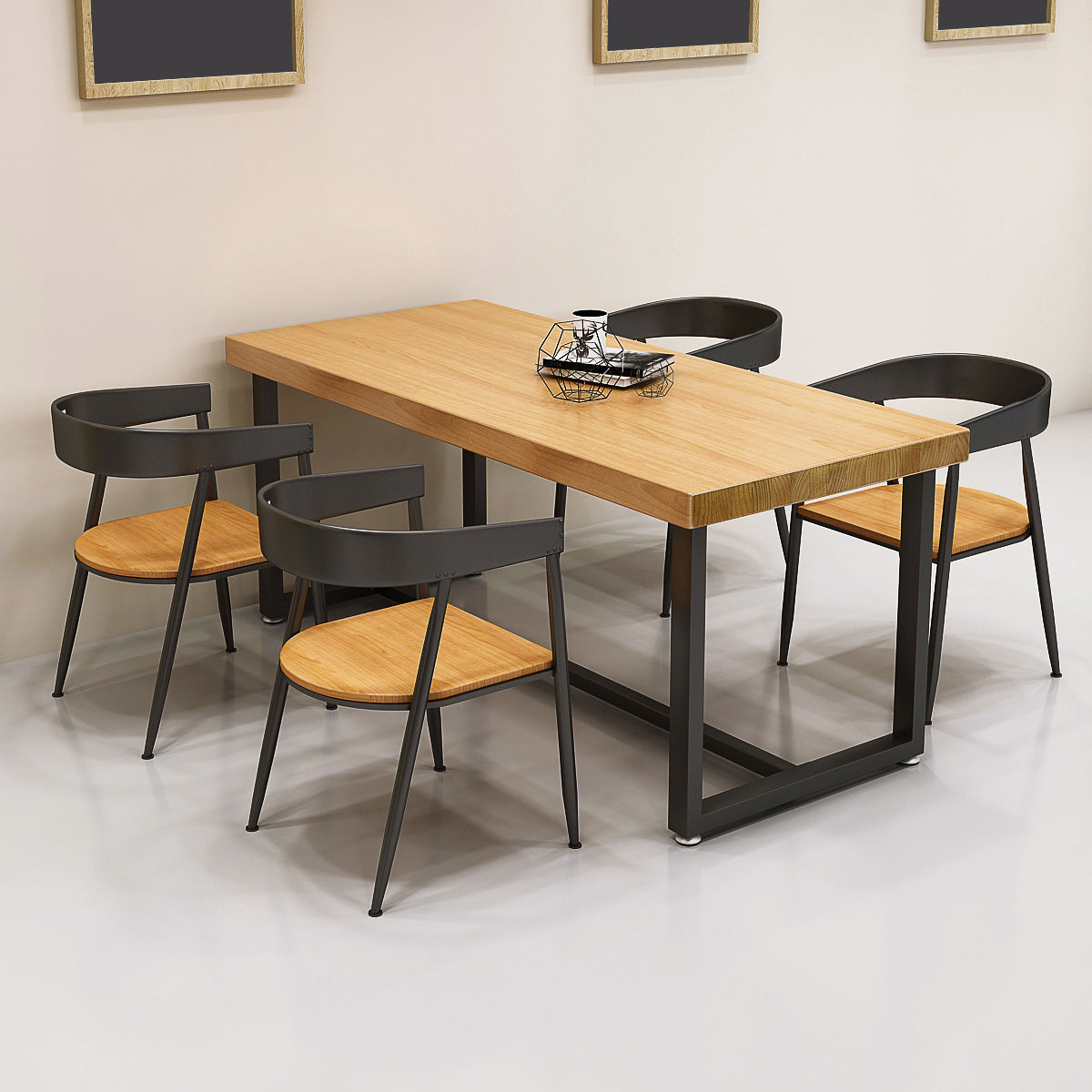 1/5 stukken rechthoekige eettafel set industriële stijl houten eettafel met stoelen