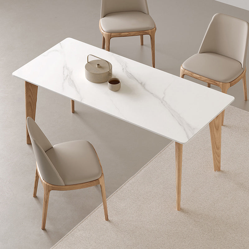 Modern Dining Room Set 1/2/3/4 Pieces Rectangle Sintered Stone Table and Armless Chairs 4 Pieces: Table, 3 Chairs Clearhalo 'Dining Room Sets' 'Dining Tables & Seating' 'dining_room_set' 'furn' 'furn_dining_room_set' 'Furniture' 'Kitchen & Dining Furniture' 6183966