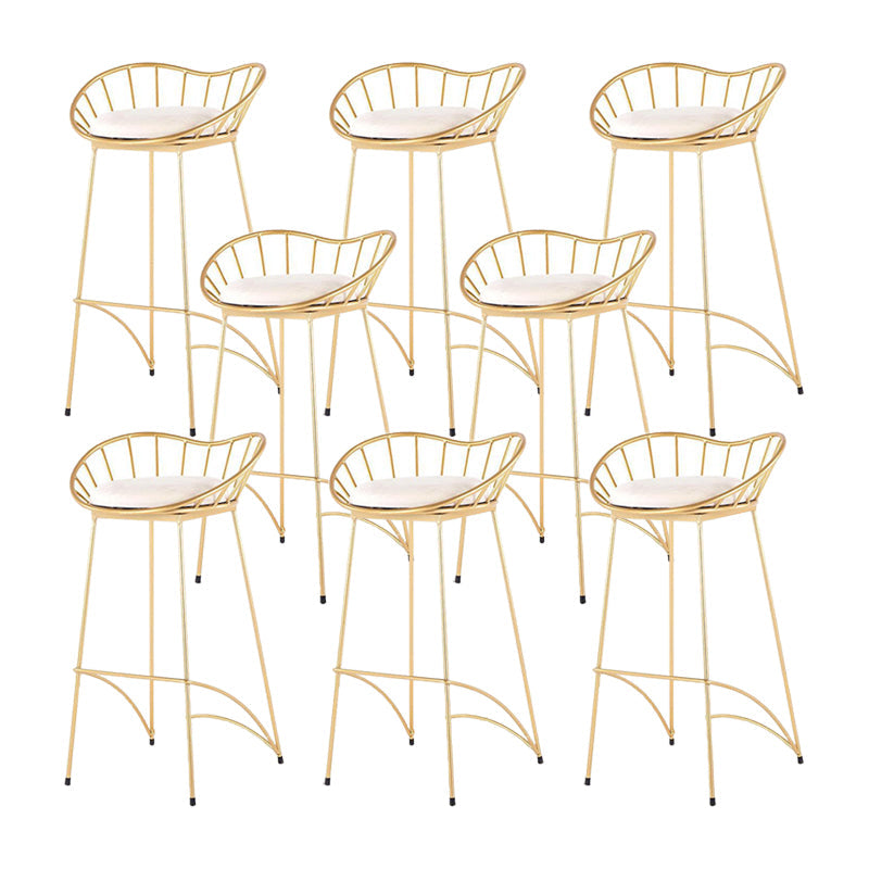 Industrial Metal Round Barstool Patio Bar Stool with Metal Legs Gold 8 Piece Set Clearhalo 'Bar Furniture' 'Bar Stools' 'bar_stools' 'furn' 'furn_bar_stools' 'Furniture' 'Kitchen & Dining Furniture' 6184682
