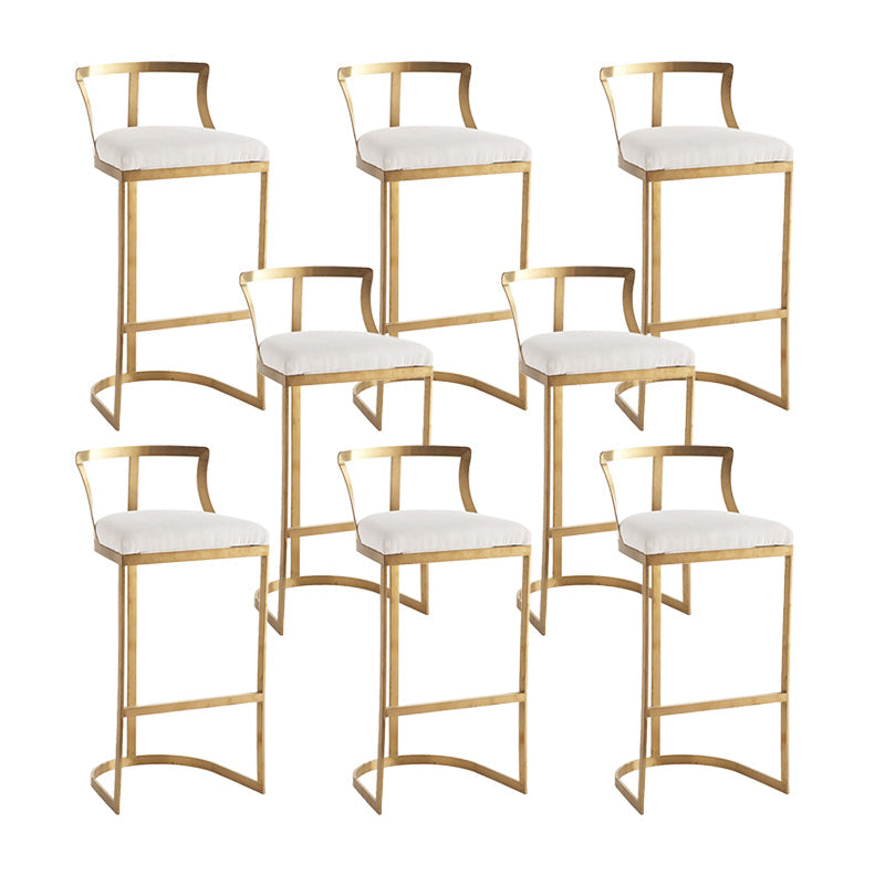 White Upholstered Bar Stools Backrest Counter Stool with Metal Base Gold 8 Piece Set Bar Stool(30"H) Clearhalo 'Bar Furniture' 'Bar Stools' 'bar_stools' 'furn' 'furn_bar_stools' 'Furniture' 'Kitchen & Dining Furniture' 6184717