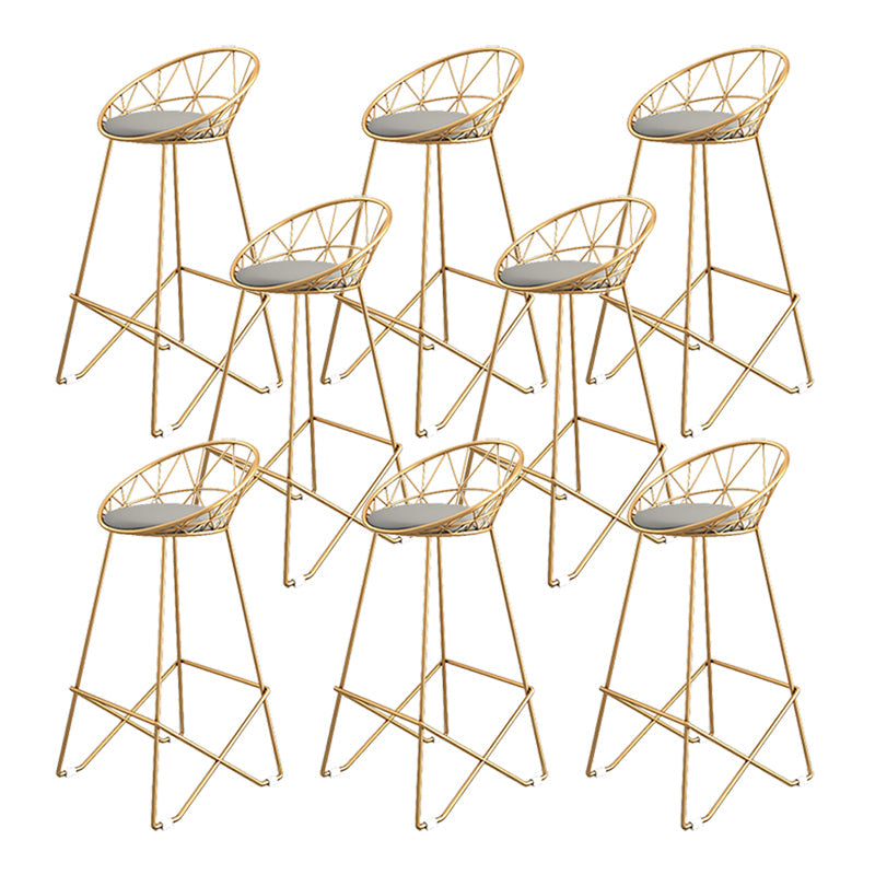Nordic Backrest Armless Counter Stool Iron Cafe Bar Stool with Leather Cushion Gold 8 Piece Set Clearhalo 'Bar Furniture' 'Bar Stools' 'bar_stools' 'furn' 'furn_bar_stools' 'Furniture' 'Kitchen & Dining Furniture' 6185011