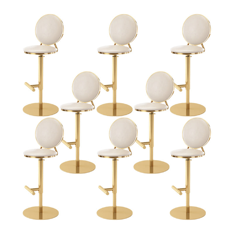 Nordic Adjustable Armless Counter Stool Iron Base Bar Stool with Leather Cushion