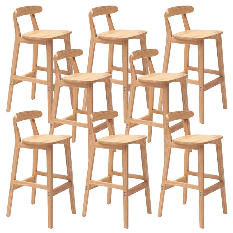 Industrial Armless Backrest Counter Stool Rubber Wood Cafe Bar Stool with Pedal Natural 8 Piece Set Clearhalo 'Bar Furniture' 'Bar Stools' 'bar_stools' 'furn' 'furn_bar_stools' 'Furniture' 'Kitchen & Dining Furniture' 6186312