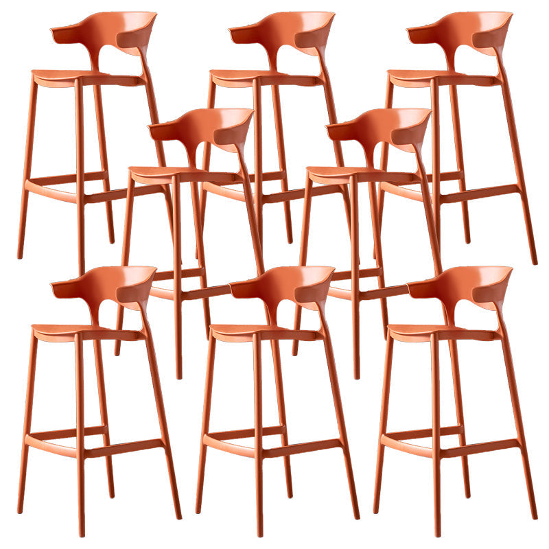 Industrial Low Back Counter Stool Plastic Counter Height Stools for Home Use Orange 8 Piece Set Clearhalo 'Bar Furniture' 'Bar Stools' 'bar_stools' 'furn' 'furn_bar_stools' 'Furniture' 'Kitchen & Dining Furniture' 6186530