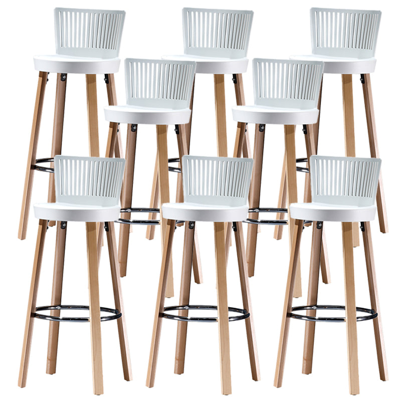 Modern Wooden Bar Stool 38" Height Backrest Armless Counter Stool with Plastic Cushion 8 Piece Set Clearhalo 'Bar Furniture' 'Bar Stools' 'bar_stools' 'furn' 'furn_bar_stools' 'Furniture' 'Kitchen & Dining Furniture' 6186608