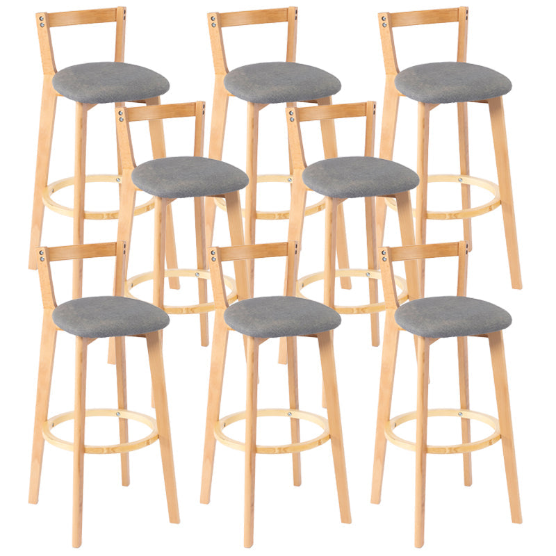 Nordic Armless Backrest Counter Stool Wood Cashier Bar Stool with Cushion and Pedal