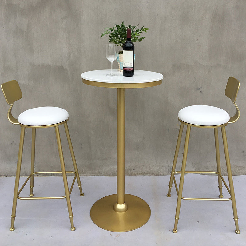 Modern Round Pub Table Set 1/2/3 Pieces Bar Table with Metal Stools 3 Pieces: Table, 2 Beige Stools Clearhalo 'Bar Furniture' 'furn' 'furn_home_bar_bar_sets' 'Furniture' 'Home Bars & Bar Sets' 'home_bar_bar_sets' 'Kitchen & Dining Furniture' 6187816