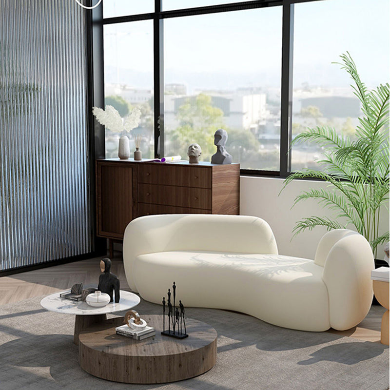 Contemporary Fabric Curved Sofa Tight Back Tuxedo Arm Seating