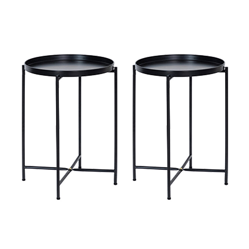 Mesa de las patas cruzadas modernas Mesa de esquina de la bandeja redonda de la parte superior del lado del lado