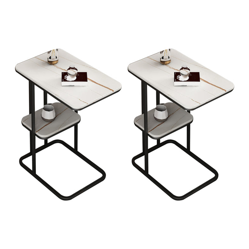 リビングルームのモダンなCコーナーテーブルラウンドスレートサイドエンドテーブル