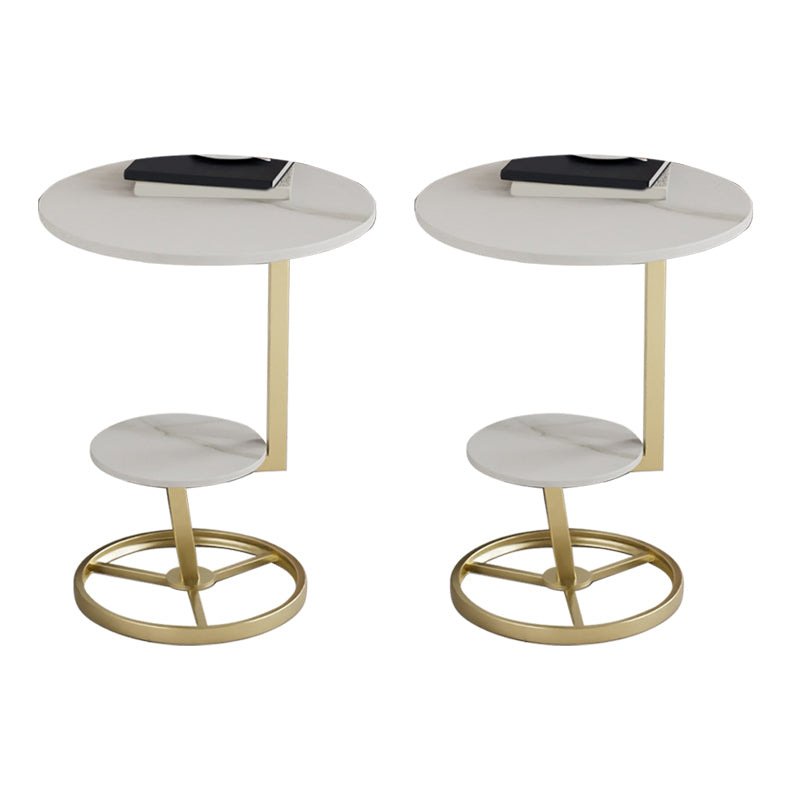 Modern Abstract Corner Table Round Slate Side End Table for Living Room Gold White 2 Clearhalo 'Coffee & Accent Tables' 'End & Side Tables' 'end_side_tables' 'furn' 'furn_end_side_tables' 'Furniture' 'Living Room Furniture' 6189631