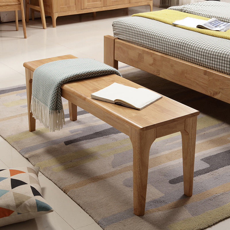 Modern Rubber Wood Bedroom Bench 17.7" Height Bench with Legs 59"L x 14"W x 18"H Natural Clearhalo 'Benches' 'Chairs & Seating' 'furn' 'furn_benches' 'Furniture' 'Living Room Furniture' 6190135