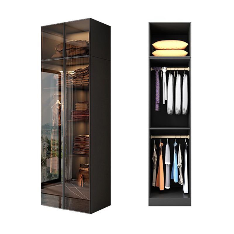 Modern Style Glass Wardrobe Bedroom Wardrobe Closet with Soft Close Door 24"L x 22"W x 79"H Armories & Top Cabinet Clearhalo 'Armoires & Wardrobes' 'armoires_wardrobes' 'Bedroom Furniture' 'furn' 'furn_armoires_wardrobes' 'Furniture' 6190836