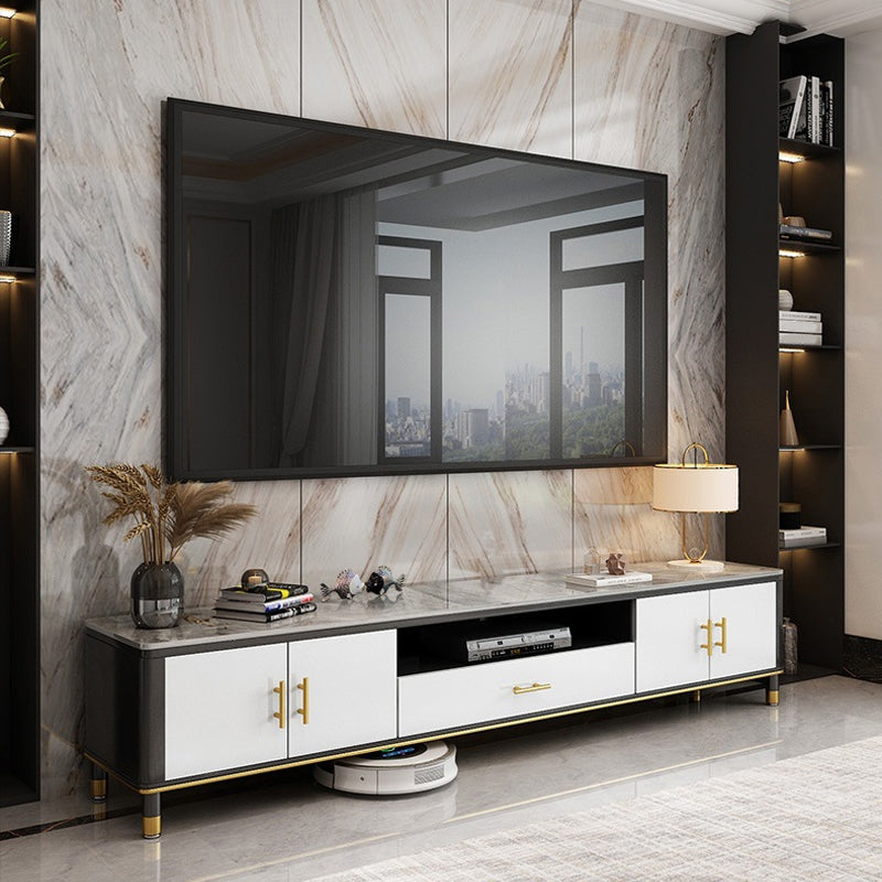 Consola de TV contemporánea de almacenamiento abierto de TV Media con cajón