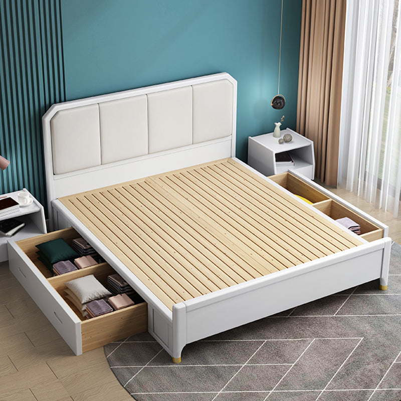 Contemporary 41.33" Tall Wood Upholstered Headboard Standard Bed Pull-Out Storage Clearhalo 'Bedroom Furniture' 'Beds' 'furn' 'furn_beds' 'Furniture' 6201748