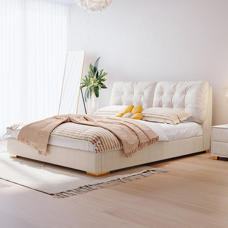 Modern & Contemporary Bed Frame Tufted Standard Bed With Custom Gold Legs