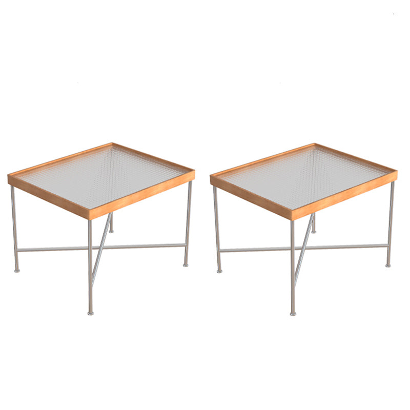 Modern Cross Legs End Slide Table Clear Tray Top Corner Table 24"L x 20"W x 18"H White Houndstooth 2 Clearhalo 'Coffee & Accent Tables' 'End & Side Tables' 'end_side_tables' 'furn' 'furn_end_side_tables' 'Furniture' 'Living Room Furniture' 6202005