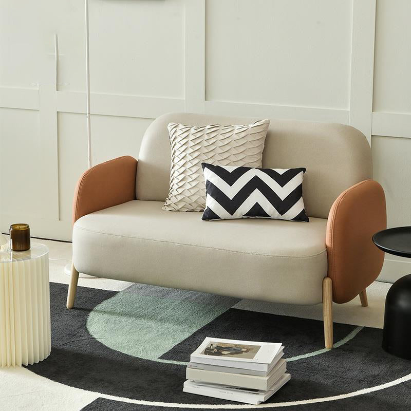 Contemporary Tight Back Standard Sofa Faux Leather Square Arm Sofa