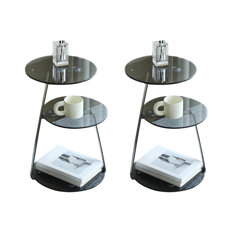 Mesa moderna de la esquina redonda de 3 niveles de nivel final con almacenamiento