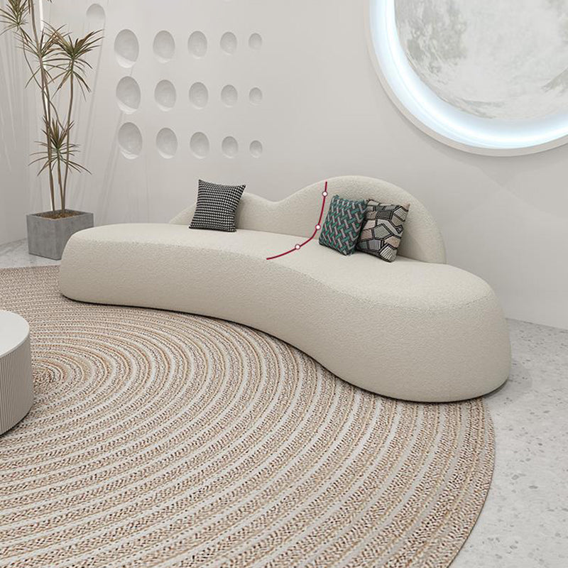 Contemporary Camel Back Armless Settee Fabric Curved Sofa in White